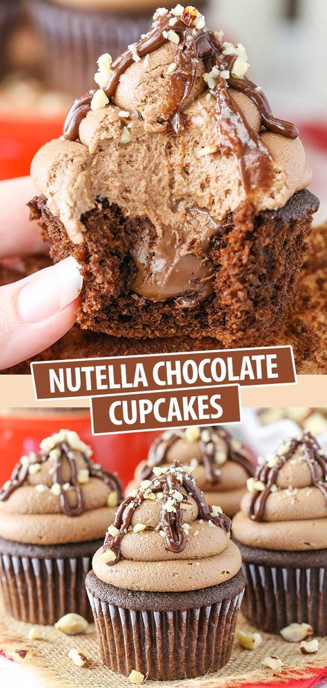 Birthday Food Gifts, Nutella Recipes Dessert, Simple Cupcake Recipe, Birthday Cupcakes Ideas, Chocolate Cupcakes Recipe, Homemade Cupcake Recipes, Moist Chocolate Cupcakes, Cupcakes Homemade, Chocolate Cupcake Recipe