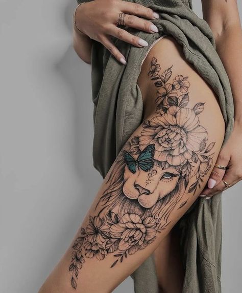 Tattoo Octopus, Thigh Piece Tattoos, Chest Tattoo Drawings, Floral Thigh Tattoos, Embroidery Tattoo, Feminine Tattoo Sleeves, Best Tattoo Ideas, Cool Chest Tattoos, Floral Tattoo Sleeve