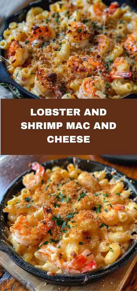 Lobster and Shrimp Mac and Cheese Shrimp Mac And Cheese, Lobster And Shrimp, Lobster Mac N Cheese Recipe, Seafood Pasta Dishes, Tiny Pasta, Seafood Mac And Cheese, Breakfast Egg Muffins, Egg Muffins Recipe, Seafood Dish Recipes