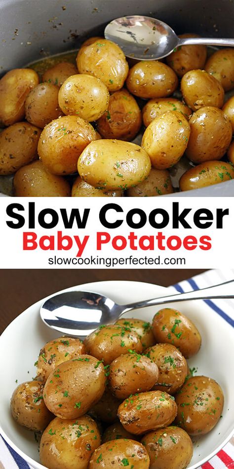 Crockpot Recipes With Small Potatoes, Crockpot Recipes For Potatoes, Potato’s Crockpot, New Potatoes In Crock Pot, New Potatoes Crockpot, Mini Potato Crockpot Recipe, Whole Potatoes In Crock Pot, Crock Pot New Potatoes, Slow Cooker New Potatoes