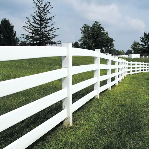 4 Rail Cheap Outdoor Plastic White Pvc Vinyl Horse Gate Ranch Paddock Farm Fence Post Panels Farm Fencing, Ranch Fencing, White Vinyl Fence, White Pergola, Country Fences, Fence Designs, Horse Fencing, Farm Fun, Types Of Fences