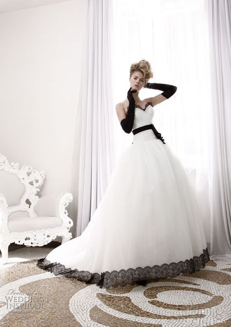 black and white wedding dresses -- Atelier Aimee Wedding Dresses – Black and White Collection Ball Gowns | Wedding Inspirasi #wedding #weddings #bridal #weddingdress #weddingdresses #bride #fashion #ballgown #black #blackandwhite #color #gracekelly #label:AtelierAimée #lace #princess #romantic #sweet #winter #year:2011 ~ Black White Wedding Dress, Wedding Dress Black, White Wedding Dress, Trendy Wedding Dresses, Wedding Dress Pictures, Blue Wedding Dresses, Black White Wedding, Stunning Wedding Dresses, White Gowns