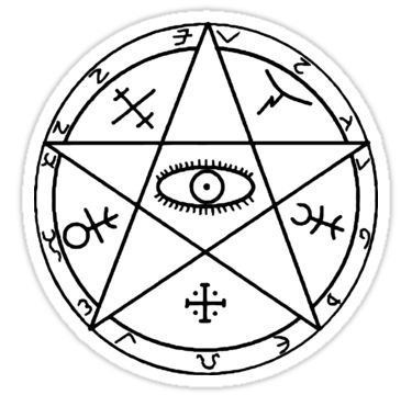 "Sleepy Hollow Protection symbol Evil Eye Pentacle" Stickers by skr0201 | Redbubble Witch Cabin, Wasted Potential, Witchcraft Symbols, Ancient Alphabets, Magick Symbols, Star Logo Design, Protection Symbols, Magic Tattoo, Occult Symbols