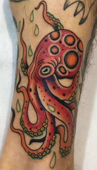 Trad Octopus Tattoo, American Traditional Octopus Tattoo, Traditional Tattoo Octopus, Traditional Octopus Tattoo, Tattoos Octopus, Tentacle Tattoo, Unusual Tattoos, Acorn Tattoo, Arm Cover Up Tattoos