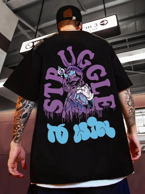 Struggle To Win Oversized Printed T-shirt Back Print Oversized Tshirt, Trendy Prints, Trendy Tshirts, Tshirts Online, Oversized Tshirt, Casual Wardrobe, Shirt Online, Graphic Shirts, Tshirt Print