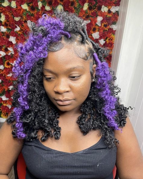 Green And Black Butterfly Locs, Butterfly Locs Purple, Bob Butterfly Locs With Color, Blue And Black Butterfly Locs, Butterfly Locs With Color, Colored Locs Black Women Purple, Purple Faux Locs Black Women, Butterfly Locs Purple And Black, Locs Color