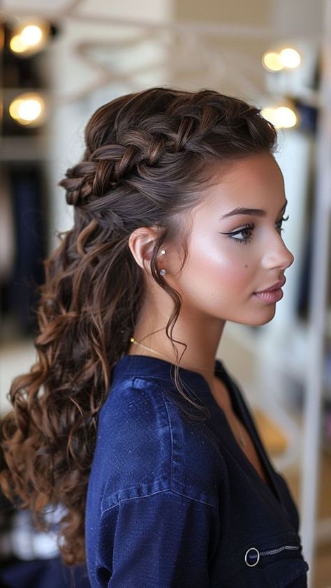 17 Elegant Hairstyles for Formal Events 2024: Trends and Inspiration Trendy Prom Hair, Prom Hair Styles, Job Interview Hairstyles, Princess Braid, Hair Styles Long Hair, Elegant Crown, Loose French Braids, Braided Crown Hairstyles, Hairstyle Wedding