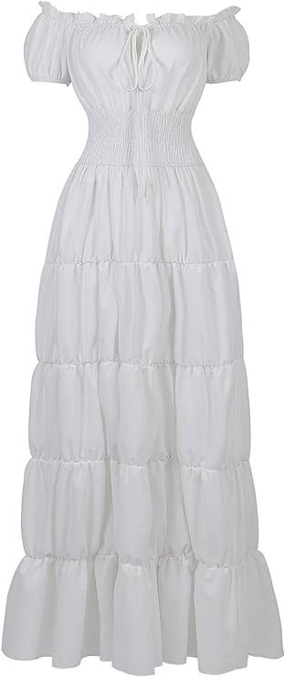 Amazon.com: Renaissance Costume Women Medieval Chemise Dress Peasant Tops Irish Under Dress White-S : Zhitunemi: Clothing, Shoes & Jewelry Irish Costumes, Blue Dresses For Women, Pleated Long Dress, Irish Dress, Rococo Dress, Off Shoulder Long Dress, Vestidos Retro, Chemise Dress, Look Retro