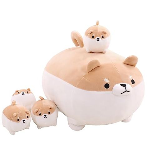 TOYSYM Shiba Inu Plush Kawaii Corgi Stuffed Animals with 4 Baby Corgi Plushies in Her Tummy, Soft Cotton Dog Plush Animal Pillow Gifts for Kids Boys and Girls Corgi Plushies, Baby Corgis, Corgi Stuffed Animal, Shiba Inu Plush, Autumn Wishlist, Kawaii Corgi, Dog Kawaii, Kawaii Shiba, Corgi Plush