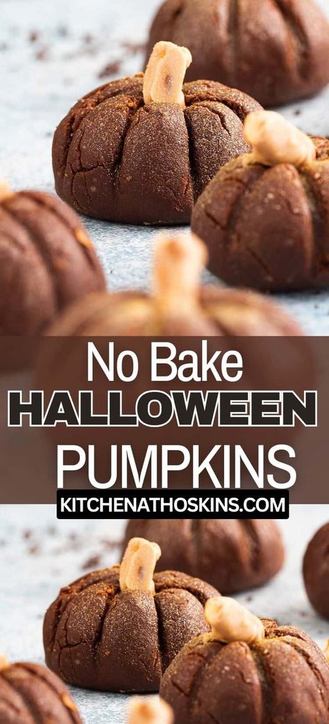 Learn how to make no bake Halloween pumpkins that are easy, simple and not gross. These easy Halloween snack is made using almond flour and is a healthy spooky treat for kids to make and eat. Get the homemade Halloween pumpkins recipe at kitchenathoskins.com. Quick Halloween Desserts, Halloween Pumpkin Recipes, Poptart Recipe, Easy Halloween Snacks, Halloween Snacks For Kids, Healthy Halloween Snacks, Healthy Halloween Treats, Halloween Treats For Kids, Fun Halloween Food