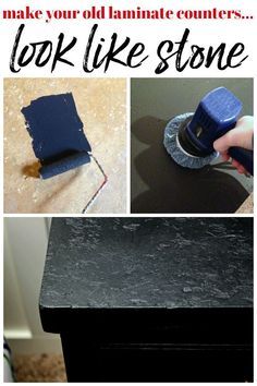 Black Painted Countertops Diy, Stencil Countertop, Cheapest Way To Update Countertops, Glaze Coat Countertop, Painting Countertops Black, Easy Diy Countertop Makeover, Chalk Paint Countertops Diy, Diy Bar Countertop, Countertop Redo Cheap