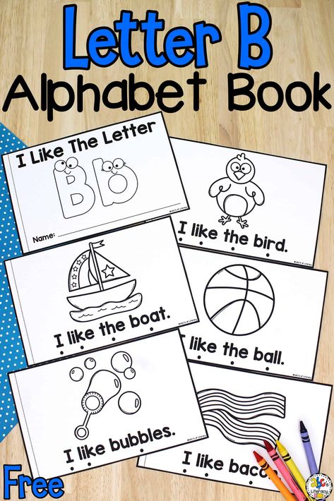 From bubbles to bacon, there are so many fun words that begin with the letter B! Your preschoolers will practice recognizing the letter B as they read this free printable Letter B Book! There are so many different ways to use these simple alphabet books. From learning the abc’s to book and print awareness concepts, your kids can use these printable books to review and learn important pre-reading skills. Click on the picture to get the free printable letter book! #letterbook #printableletterbook Letter B Alphabet Book, B Letter Preschool, Letter B Lessons For Preschool, Free Alphabet Book Printables, My Letter Book Free Printable, B Letter Activities, Letter B Books For Preschool, Letter B Kindergarten Activities, Letter B Activities For Preschool Free