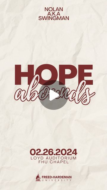 Freed-Hardeman University Admissions on Instagram: "We’re forever thankful for the impact that Nolan made on this campus. May we never forget that Hope Abounds! 🔆

#fhuchapel #fhu #hopeabounds" University Admissions, Never Forget, University, On Instagram, Instagram