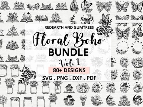 Floral Boho SVG Bundle Flower Mason Jar Svg, Floral Open Book Svg, Foral Butterfly SVG, Floral Mushroom SVG Bohemian Flower Clipart Svg - Etsy Australia Floral Lineart, Wild Flower Svg, Mason Jar Svg, Boho Mushroom, Mushroom Svg, Mushroom Designs, Celestial Svg, Wildflower Svg, Book Svg