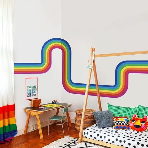 Amazon.com: astrkiz Colorful Vigor Rainbow Wall Border Stickers Peel and Stick, Retro Rainbow Track Stickers Wall Art Decor, Vinyl Wall Waist Sticker Rainbow Wall Mural Sticker for Kids Room Playroom : Baby Train Wall Mural, Toddler Boy Room Wall Decor, Boys Rainbow Bedroom, Rainbow Baby Room, Kids Room Rainbow, Rainbow Wall Mural, Rainbow Room Kids, Rainbow Mural, Boy Room Paint