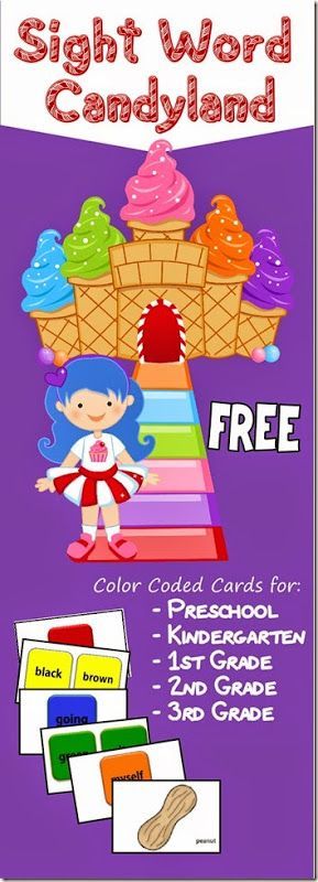 FREE Candyland Sight Word Games with grade specific cards for Preschool, Kindergarten, 1st Grade, 2nd Grade, and 3rd Grade Dolche sight words. GREAT RESOURCE (homeschool, language arts) Kindergarten Intervention, Ela Stations, Traditional Classroom, Sight Word Fun, Teaching Sight Words, Sight Word Reading, Kindergarten Games, Reading Games, Sight Words Kindergarten