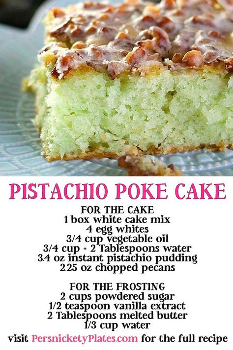 Pistachio Poke Cake, Cakes Flavors, Pudding Poke Cake, Recipes Using Cake Mix, Smart School House, Pistachio Pudding, Smart School, Poke Cake Recipes, Pistachio Cake