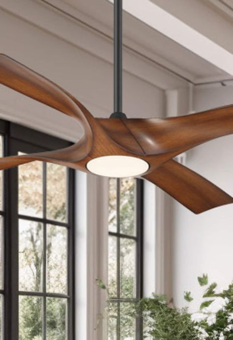 Sleek, simple and amazing. The Rowland Collection by Minka Ceiling Fan Co, the new CCT LED Ceiling Fan in Matte Black Finish comes ready to serve all of your indoor and outdoor cooling needs. With a swift 56 inch blade sweep, this Ceiling Fan quietly circulates four Distressed Koa finish blades with seamless fluidity. The fan is equipped with CCT LED technology for additional luminance with energy and cost-saving value. The Rowland Collection by Minka Ceiling Fan, takes ceiling fans to the next High Ceiling Fans With Light, Spanish Style Ceiling Fans, Vaulted Ceiling Fans, Rustic Fans Ceiling, Large Ceiling Fan Vaulted Ceiling, Cathedral Ceiling Living Room Lighting, Patio Fan Ideas, Country Ceiling Fan, Cathedral Ceiling Fan