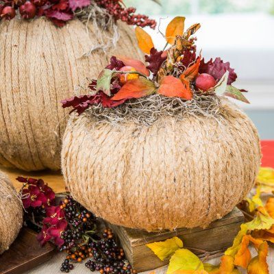 How-to - DIY Twine Pumpkins Rope Pumpkin Diy, Diy Twine Pumpkins, Autumn Craft Ideas For Adults, Twine Pumpkins Diy, Jute Pumpkins, Rope Pumpkins, Pumpkins Designs, Twine Pumpkins, Home And Family Crafts