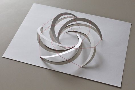 https://flic.kr/p/bqrJ96 | Tensegrity Torus | Concept for Structural and Construction System  Tilted up half-circles: compression arches Red strings: tension cables A4 (297 x 210 mm Paper) Based on Villarceau Circles on Torus Folding Architecture, Origami Architecture, Paper Structure, Concept Models Architecture, Paper Architecture, Motif Art Deco, Folding Origami, Arch Model, Architecture Model Making