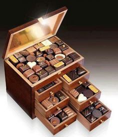 Omg my dream box of chocolates Desain Pantry, Chocolate Dreams, Chocolate Heaven, Luxury Chocolate, Chocolate Delight, Chocolate Art, I Love Chocolate, Artisan Chocolate, Chocolate Sweets