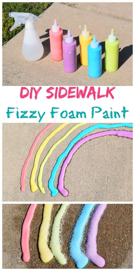 Get a little science in that summer time play with the kids with DIY Sidewakl Fizzy Foam Paint! And it easily washes off! Diy Sidewalk, Sidewalk Paint, Fun Summer Crafts, Box Crafts, Foam Paint, Summer Crafts For Kids, Crafts For Boys, Summer Activities For Kids, Crafts For Girls