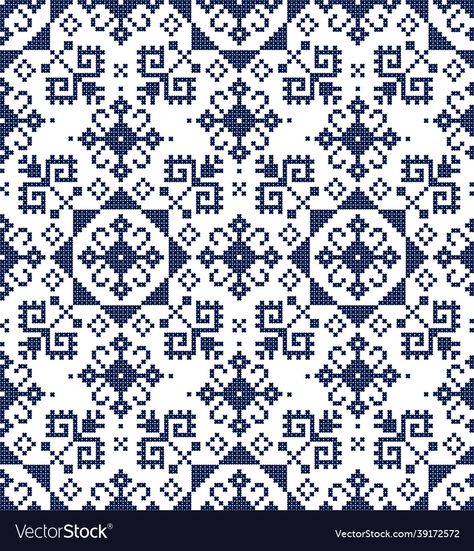 Serbian Pattern Ornaments, Bulgarian Embroidery Pattern, Polish Cross Stitch Pattern, Slavic Cross Stitch, Ukrainian Cross Stitch Patterns Free, Embroidery Ornaments, Seamless Pattern Vector, Crochet Bookmarks, Seamless Patterns