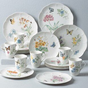 Crockery Set, Plates And Cups, Lenox Butterfly Meadow, Butterfly Meadow, Vase Deco, China Dinnerware Sets, Dinner Wear, China Patterns, Tea Service