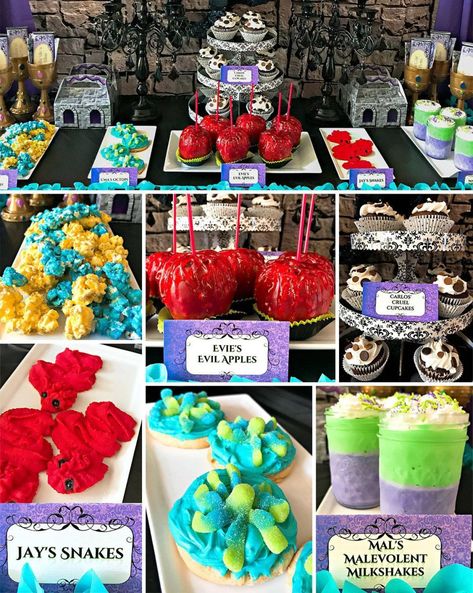 #ad Descendants 3 Party Ideas - Party Food Decendants Food Ideas, Descendants Themed Birthday Party, Decendants Birthday Party Games, Disney Villain Birthday Party Ideas, Descendants 3 Birthday Party, Descendents Birthday Party Ideas, Uma Descendants Party, Descendants 3 Party Ideas, Disney Descendants Birthday Party