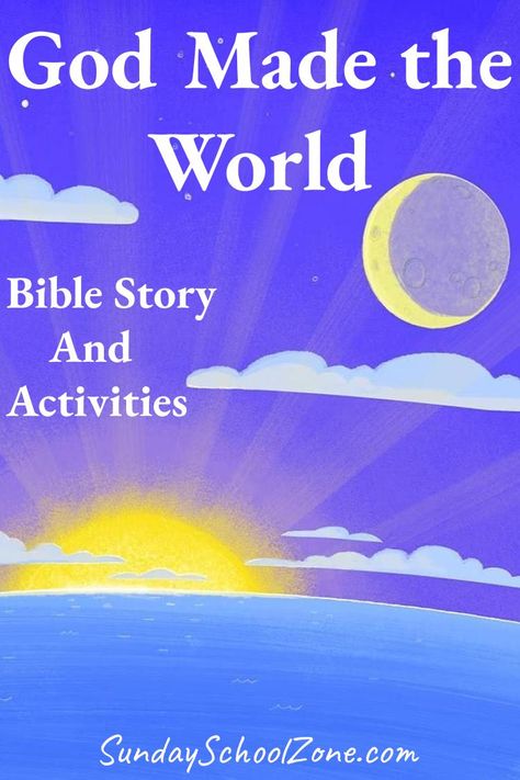 Fully illustrated Bible printables for your Bible classes, Sunday school and home. God Made The World, Illustrated Bible, Bible Printables, School Zone, Creation Story, Bible Story, Bible Lessons For Kids, Bible For Kids, School Lessons