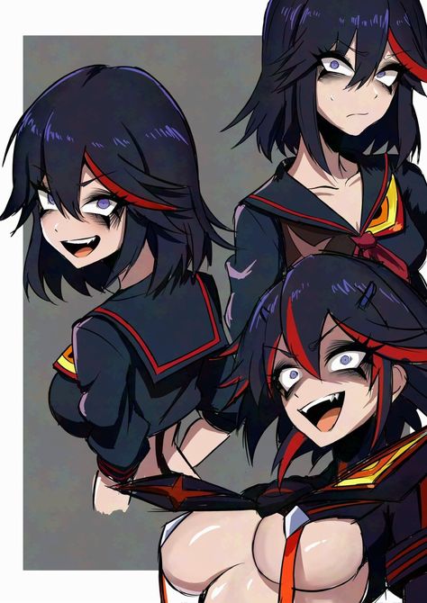 Ryuko Matoi Fanart, Ryuuko Matoi, Kill La Kill Art, Black Cat Aesthetic, Ryuko Matoi, Kill La Kill, Naruto Girls, Anime Girlxgirl, Female Character Design