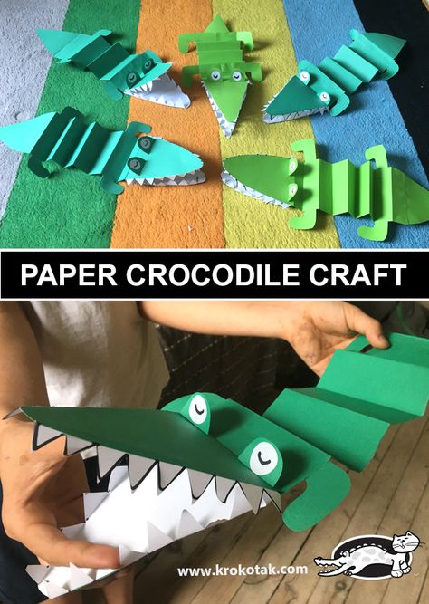 PAPER CROCODILE CRAFT Crocodile Crafts, Paper Crocodile, Reptile Crafts, Alligator Crafts, Crocodile Craft, Popsicle Stick Craft, Popsicle Stick Crafts For Kids, Popsicle Crafts, Children Activities