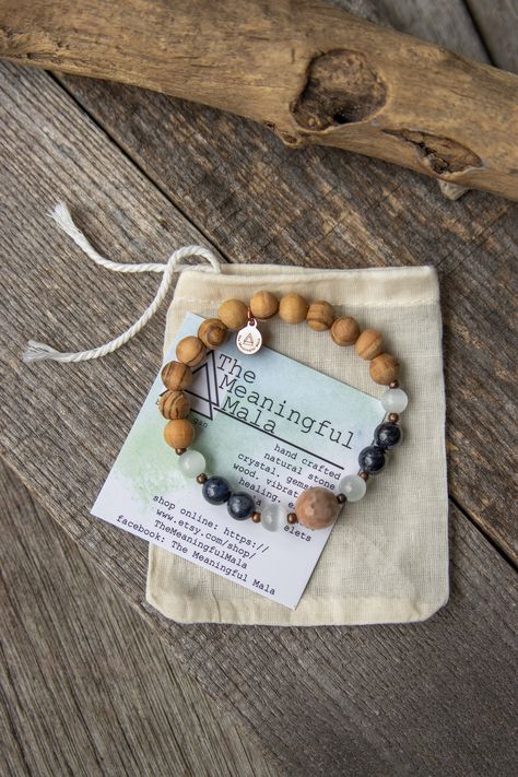 Bracelet Packing Ideas, Earthy Beaded Bracelets With Natural Stones For Meditation, Earthy Natural Stones Stretch Bracelet Gift, Earthy Bracelets With Natural Stones For Meditation, Mala Bracelet Diy, Holistic Wooden Beaded Bracelets For Meditation, Nature-inspired Meditation Bracelets With Natural Stones, Etsy Packaging, Crystal Photography