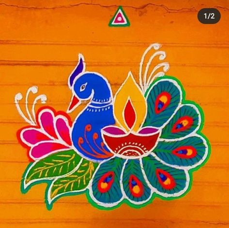 Cartoons Rangoli Design, Simple Flower Rangoli, Easy Rangoli Designs Videos, Very Easy Rangoli Designs, Rangoli Designs Photos, Rangoli Designs Simple Diwali, Rangoli Simple, Easy Rangoli Designs Diwali, Rangoli Side Designs