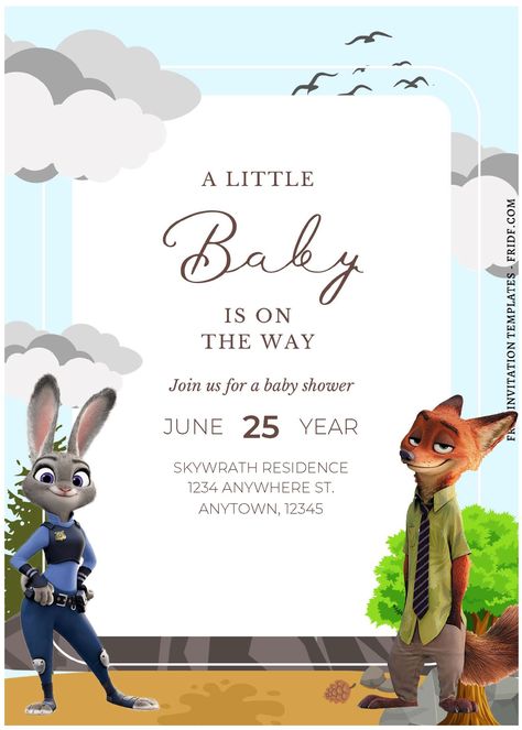 (Free Editable PDF) Nick And Judy Disney Zootopia Birthday Invitation Templates Zootopia Themed Birthday Party, Zootopia Dinner Ideas, Zootopia Invitations, Zootopia Dinner And A Movie, Zootopia Polaroid Poster, Chief Bogo, Zootopia Birthday Party, Zootopia Birthday, Zootopia Party