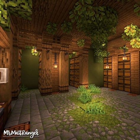 Revine In Minecraft, Mincraft Idea Enchanting Room, Cute Minecraft Chest Room, Minecraft Basement Interior, Minecraft Nature Bedroom Ideas, Minecraft First Night House, Minecraft Hill House Entrance, Spruce House Ideas Minecraft, Dark Oak Forest Seed Minecraft