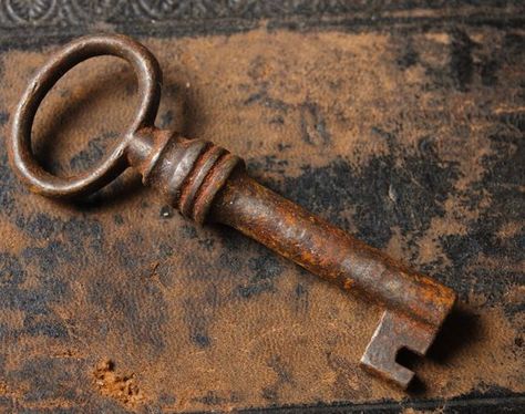 Antique small rusty iron skeleton key. Old dark patina | Antiques ... Rust Never Sleeps, Oliver Wood, Metal Skeleton, Rust In Peace, Vintage Skeleton Keys, Under Lock And Key, Vintage Skeleton, Old Keys, Skeleton Keys