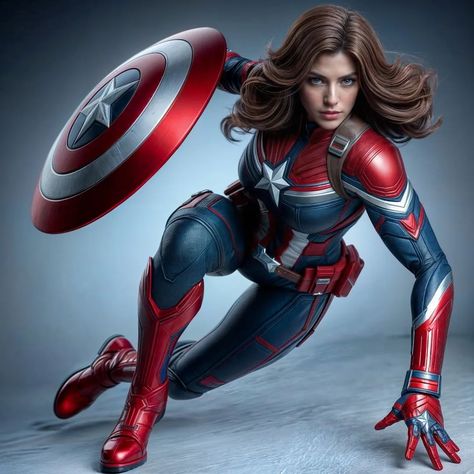 Captain America Reborn as a Woman: A Bold New Vision 💥 | AI Generated Images . Description: Explore a captivating reimagining of Captain America as a powerful female icon through the lens of AI-generated art. This unique portrayal breathes new life into the star-spangled hero, blending tradition with innovation to create an inspiring vision of strength and justice. Dive into this creative transformation and experience how AI reshapes beloved characters for a modern audience. . Hashtags: #capt... Female Captain America, Captain America Peggy, Superhero Photoshoot, Female Icon, Villain Character, Female Superhero, Star Spangled, Superhero Art, Iconic Women