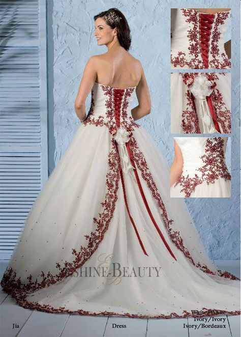 Wedding Dresses Red And White, Red And White Gown, Red And White Wedding Dress, Wedding Dress With Red, Red White Wedding Dress, Sweet Wedding Dress, Trendy Comfy Outfits, Christmas Wedding Dresses, Sweet Wedding Dresses