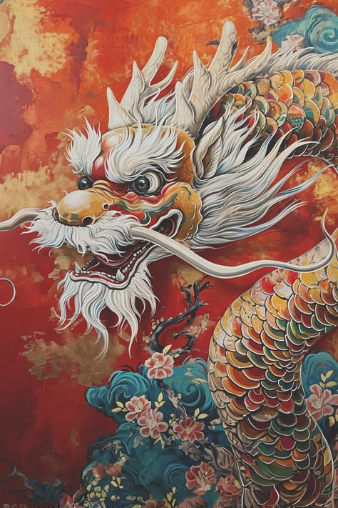 Celebrate the vibrant spirit of the Chinese New Year with our exquisite garden flag featuring a majestic Chinese Dragon in stunning red and gold hues. Chinese New Year Decor, Lunar New Year Dragon, Asian Dragons, Chinese Traditional Art, Dragon Chino, Dragon Garden, Chinese New Year Dragon, Yin Yang Art, Mythical Creatures Fantasy