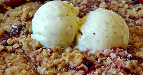 Easy Cherry Crisp Recipe | Yummly Cherry Crisp Recipe With Fresh Cherries, Easy Cherry Crisp, Fresh Cherry Crisp, Extraordinary Desserts, Cherry Crisp Recipe, Cherry Crisp, Cherry Desserts, Frozen Cherries, Cherry Cobbler