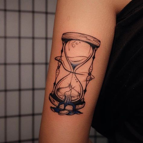 Broken Hourglass, Hourglass Tattoo Meaning, Hour Glass Tattoo Design, Tattoo Symbolism, Hourglass Tattoo, Saved Tattoo, Clock Tattoo Design, Clock Tattoo, Matching Tattoo