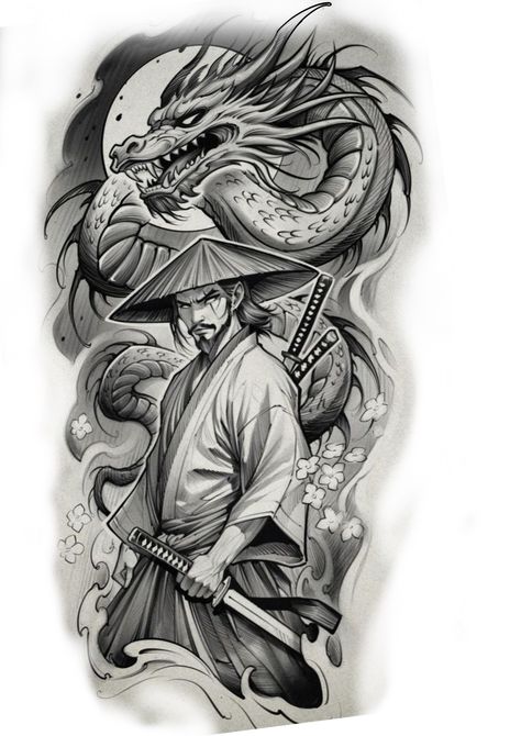 Samurai Tattoo Sleeve, Dragon Tattoo Ideas, Animal Sleeve Tattoo, Dragon Tattoo Art, Samurai Tattoo Design, Dragon Sleeve Tattoos, Egypt Tattoo, Chicano Style Tattoo, Japan Tattoo Design