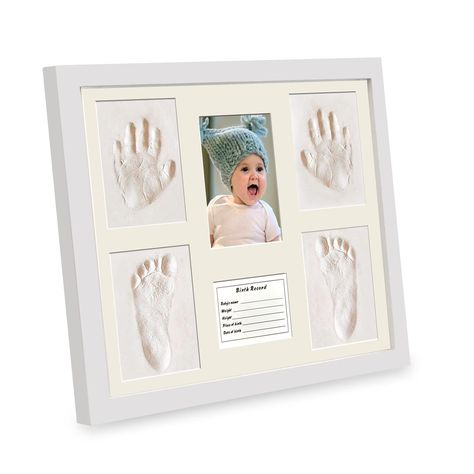 PRICES MAY VARY. 【KEEP SWEET MOMENTS】Cherish baby's or pets first special moments with our clay photo frame that captures their perfect little handprint, footprint, fingers and toes for life. 【SAFE & DURABLE】The backplate sprayed paint, no moisture seep, so it won't get mouldy. Solid wood frame with plexiglass, safe and durable. Including 4 pack non-toxic white clay, a mini rolling pin. Frame size is 13 x 11 in. 【CREATE PATIENTLY】Simply place clay into the center of backboard, and press with the New Baby Keepsake Gifts, Gifts For New Dad From Baby, Hand Print Mold, Baby Casting Kit, Baby Footprint Kit, Nursery Picture Frames, Baby Shower Unique, Baby Souvenir, Baby Cast