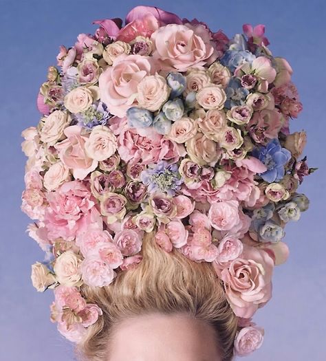 . Marie Antoinette Aesthetic, Marie Antoinette Party, Rococo Aesthetic, Marie Antoinette 2006, Rococo Fashion, Giant Flowers, Sofia Coppola, Flower Headpiece, Dior Beauty