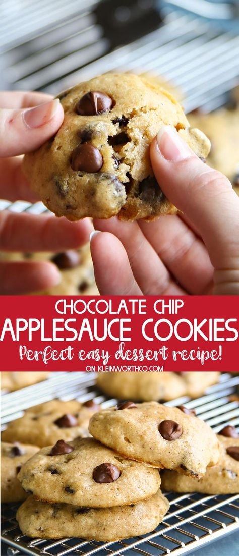 Stevia Desserts, Sugarless Cookies, Recipe Using Applesauce, Baking With Applesauce, Sugar Free Chocolate Chip Cookies, Applesauce Cookies, Splenda Recipes, Apple Puree, Plat Vegan