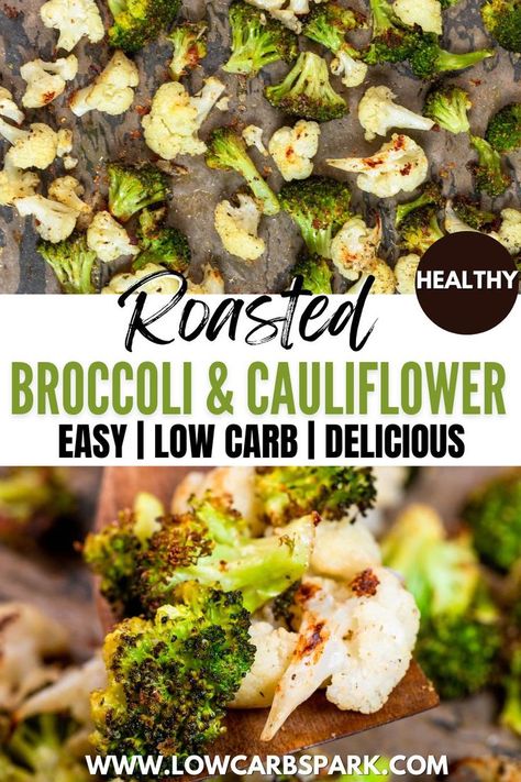 Made from just a few ingredients and with only 2g net carbs per serving, this roasted broccoli and cauliflower recipe is incredibly easy to prepare in just 20 minutes. Many people who don’t like broccoli often enjoy cauliflower, and vice versa, so combining these two vegetables is a fantastic idea! This recipe is one of our favorites—simple, quick, and delicious! Even those who aren’t fans of broccoli or cauliflower are surprised by the great flavor once they try it. Best Roasted Broccoli And Cauliflower, Oven Baked Broccoli And Cauliflower, Oven Roasted Broccoli And Cauliflower, Broccoli And Cauliflower Recipes Healthy, Baked Broccoli And Cauliflower, Seasoned Steamed Broccoli, Broccoli And Cauliflower Side Dish, Baked Califlower, Broccoli And Cauliflower Recipes