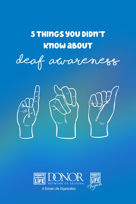 Roughly 20,000 Arizonans are culturally deaf. During September, we celebrate Deaf Awareness Month to sign light on the language, culture and diversity of the Deaf community. 💙🤟💚 Read more at https://www.dnaz.org/deafawarenessmonth/. Deaf Quotes Inspiration, Kindness Is A Language The Deaf Can Hear, Deaf Awareness Month, Deaf Awareness Poster, Deaf Awareness, Donate Life, Deaf Culture, International Day, Sign Lighting