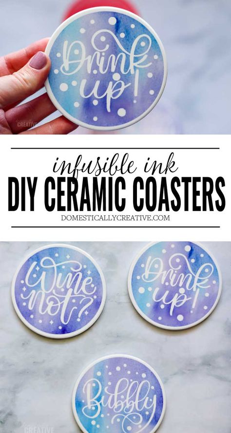 Diy Ceramic Coasters, Hampers Christmas, Watch Diy, Diy Monogram, Diy Ceramic, Cricut Projects Beginner, Mason Jar Gifts, Infusible Ink, Diy Coasters