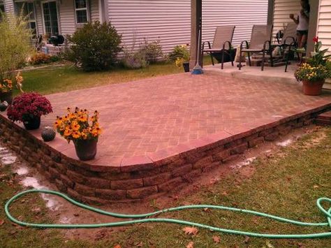 Patio On a Slope | block patio slope question - DoItYourself.com Community Forums Concrete Patio On A Slope, Patio On A Sloped Yard, Paver Patio On A Slope, Sloped Patio Ideas, Patio Sloped Backyard, Pavers On A Slope, Patio On Slope, Square Patio Layout, Patio On A Slope